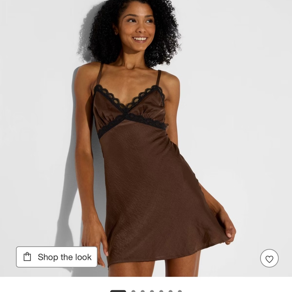 Women's Lace Trim Mini Slip Dress - Wild Fable™ Dark Brown M